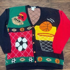Cabin Creek vintage AOP sports sweater cardigan size large